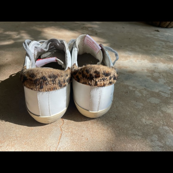 White, silver star, leopard heel, Golden Goose Super- Star Classic with List - Picture 4 of 13